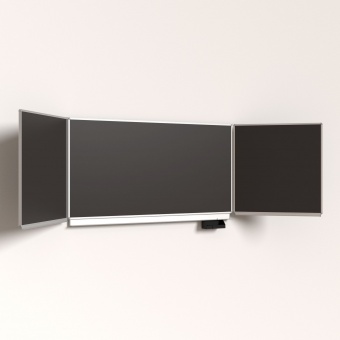 Klapp-Schiebetafel wandmontiert, Mittelfläche 200x100 cm, Emaille anthrazit Klapp-Schiebetafel wandmontiert, Mittelfläche 200x100 cm, Emaille anthrazit